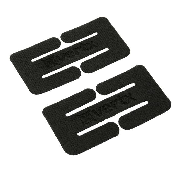 Two black rectangular Rivertx hook and loop fasteners with embroidered logo shown against a white background