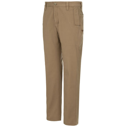 A pair of men's straight-leg work pants in a warm khaki brown color, shown flat against a solid white background.